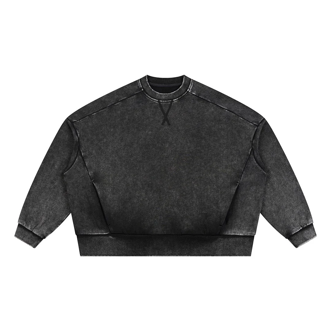 Washed panelled crew-neck sweatshirt · WYYL-09 · Black · Base garment photograph