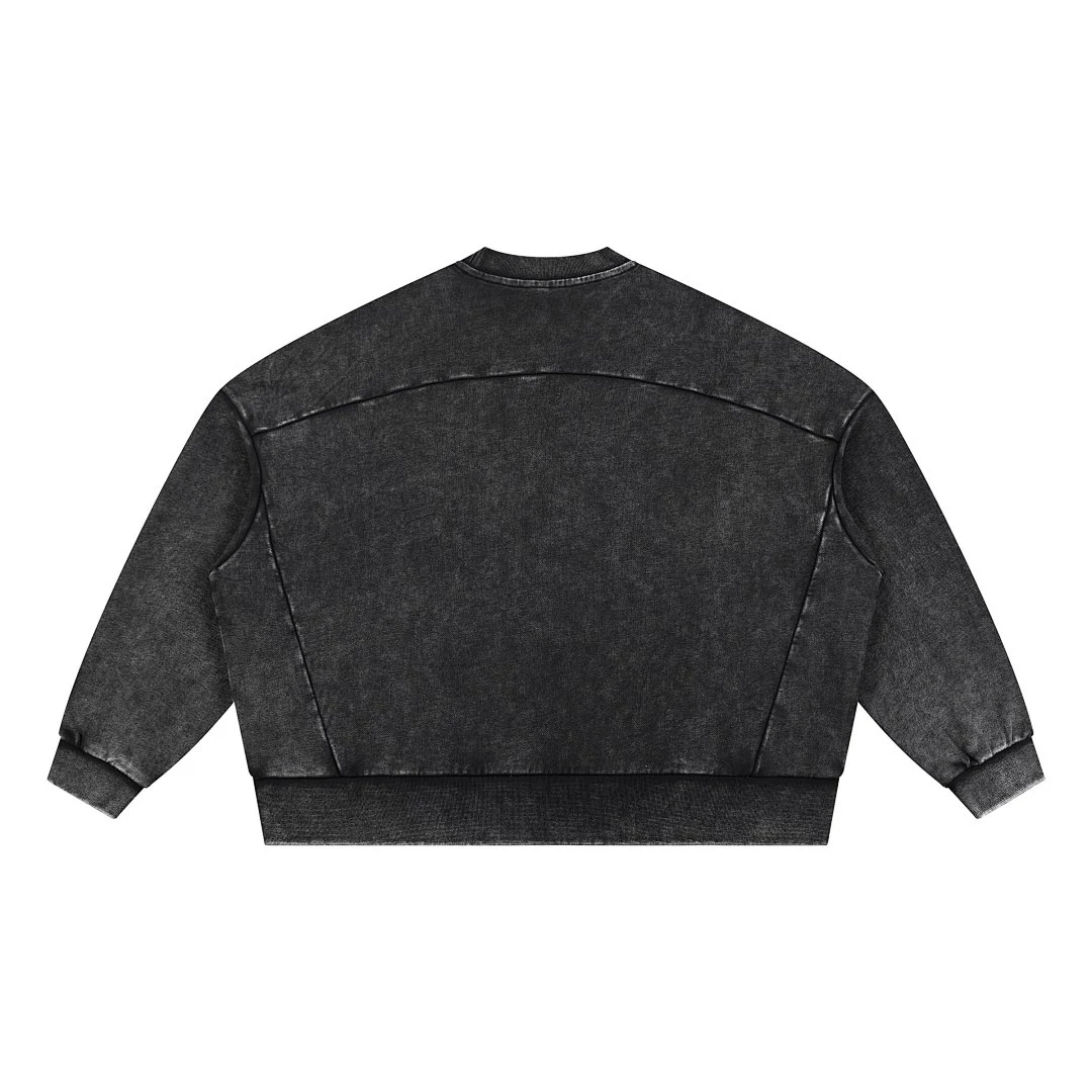 Washed panelled crew-neck sweatshirt · WYYL-09 · Black · Base garment photograph