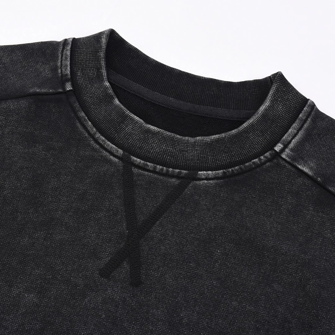 Washed panelled crew-neck sweatshirt · WYYL-09 · Black · Base garment photograph