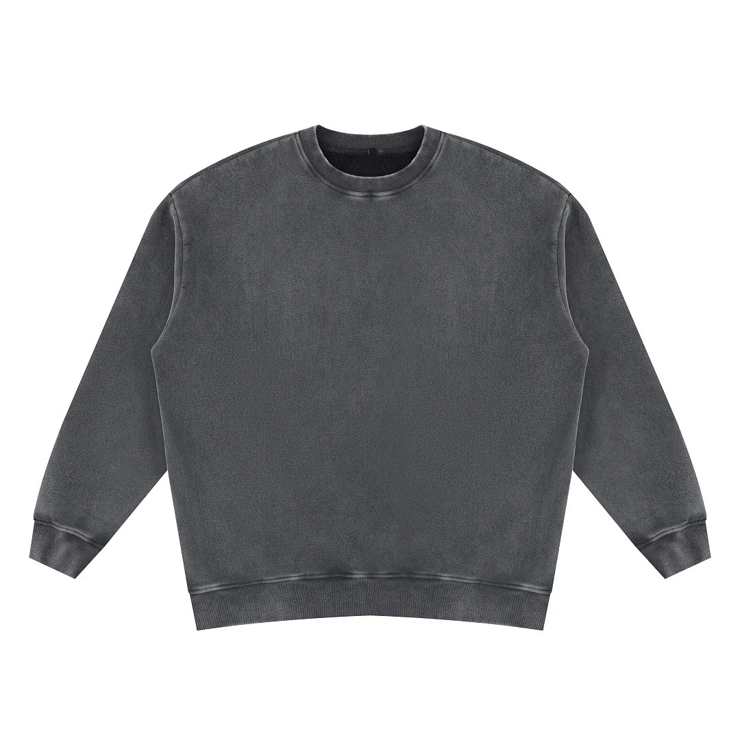 Washed relaxed crew-neck sweatshirt · WYYL-2636 · Black · Front · Base garment photograph