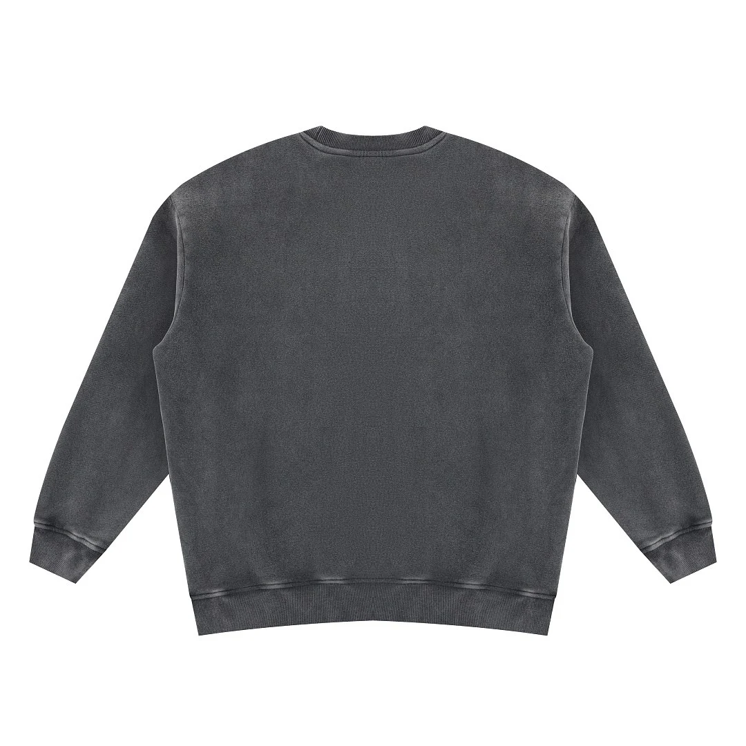 Washed relaxed crew-neck sweatshirt · WYYL-2636 · Black · Back · Base garment photograph