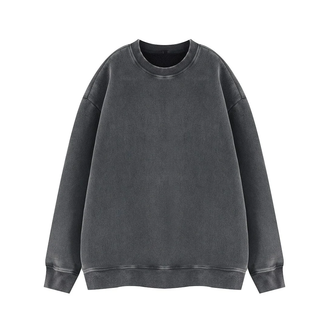 Washed relaxed crew-neck sweatshirt · WYYL-2636 · Black · Base garment photograph