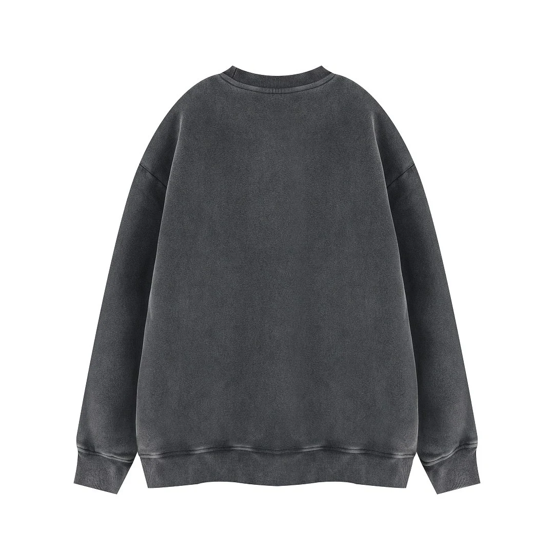 Washed relaxed crew-neck sweatshirt · WYYL-2636 · Black · Base garment photograph