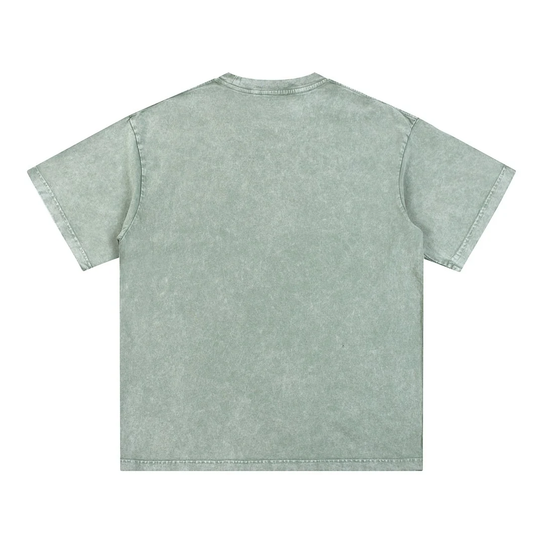 Garment-washed relaxed crew-neck tee · X-10 · Bean green · Back · Base garment photograph