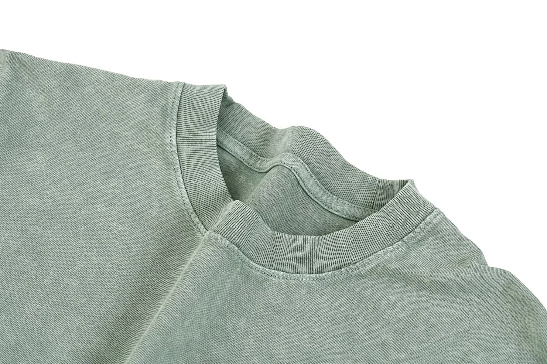 Garment-washed relaxed crew-neck tee · X-10 · Bean green · Base garment photograph