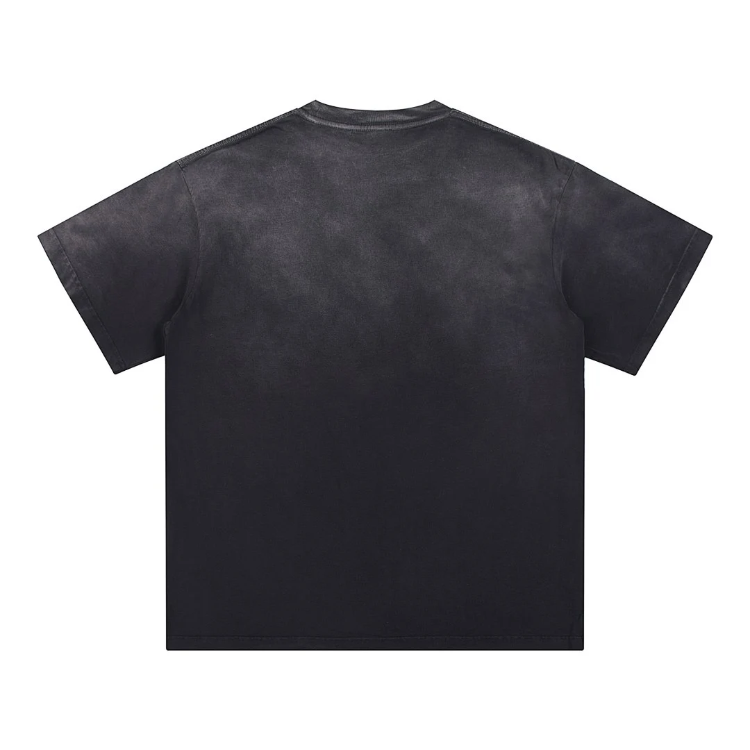 Gradient-wash relaxed crew-neck tee · X-17 · Black · Back · Base garment photograph