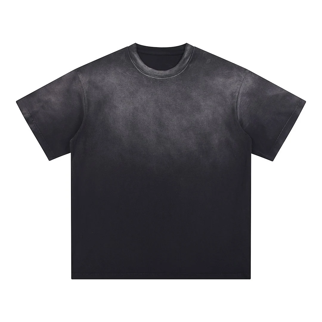 Gradient-wash relaxed crew-neck tee · X-17 · Black · Front · Base garment photograph