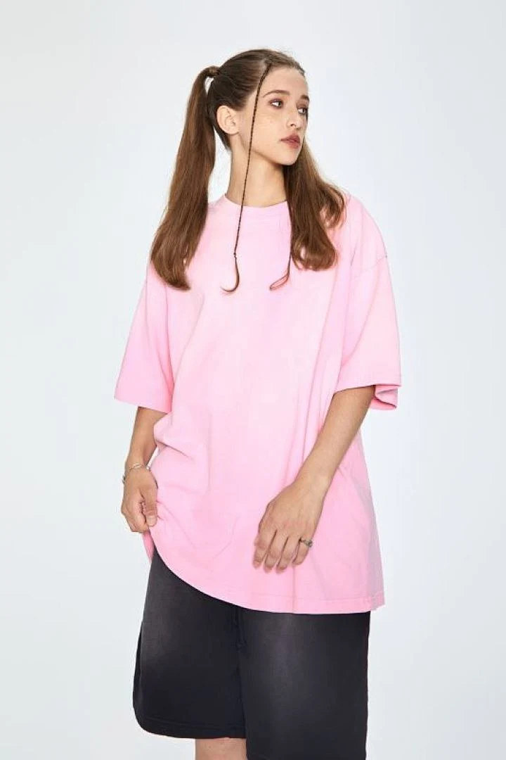 Washed pink relaxed crew-neck tee · X-21 · Pink · Base garment photograph