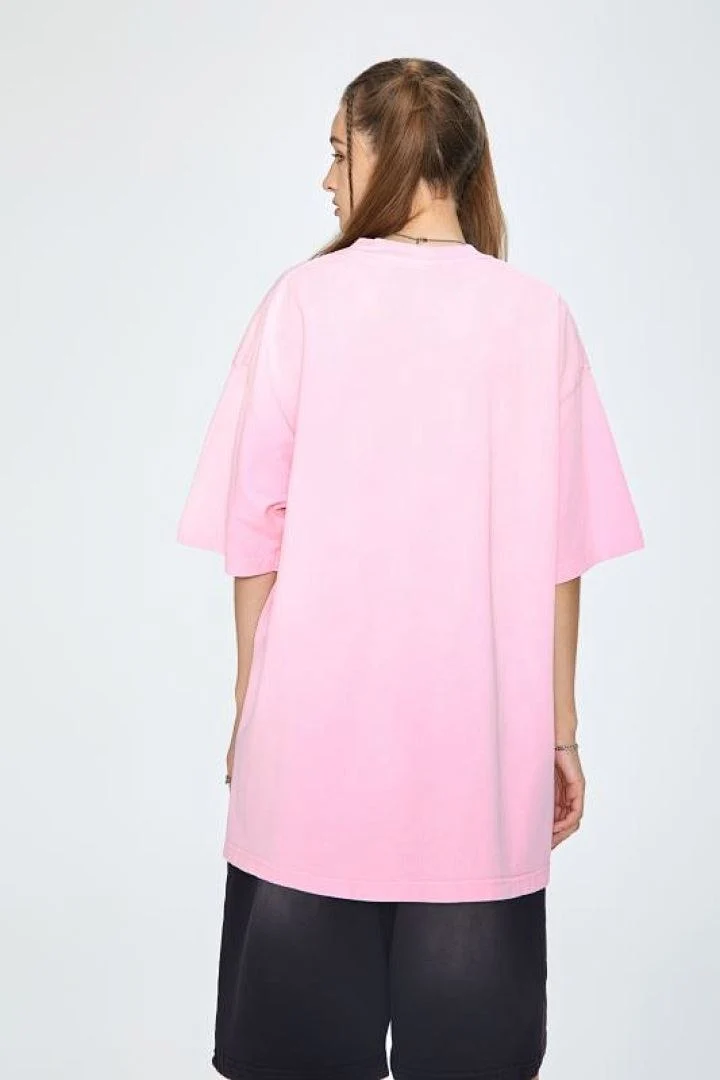 Washed pink relaxed crew-neck tee · X-21 · Pink · Base garment photograph