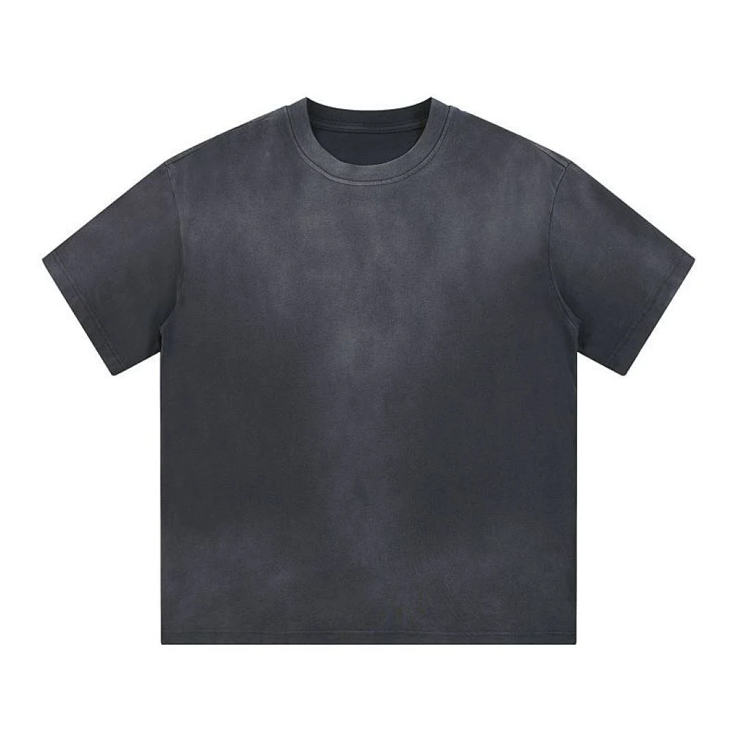 Gradient-wash relaxed crew-neck tee · X-243 · Black · Front · Base garment photograph