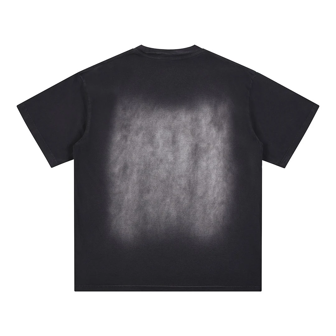Panel-fade washed relaxed tee · X-26 · Black · Back · Base garment photograph