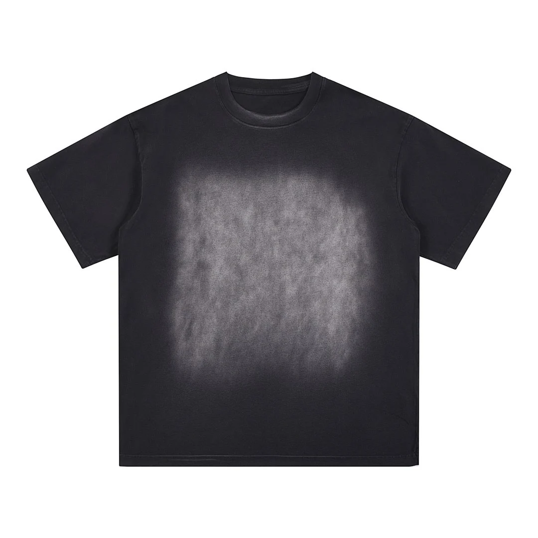 Panel-fade washed relaxed tee · X-26 · Black · Front · Base garment photograph