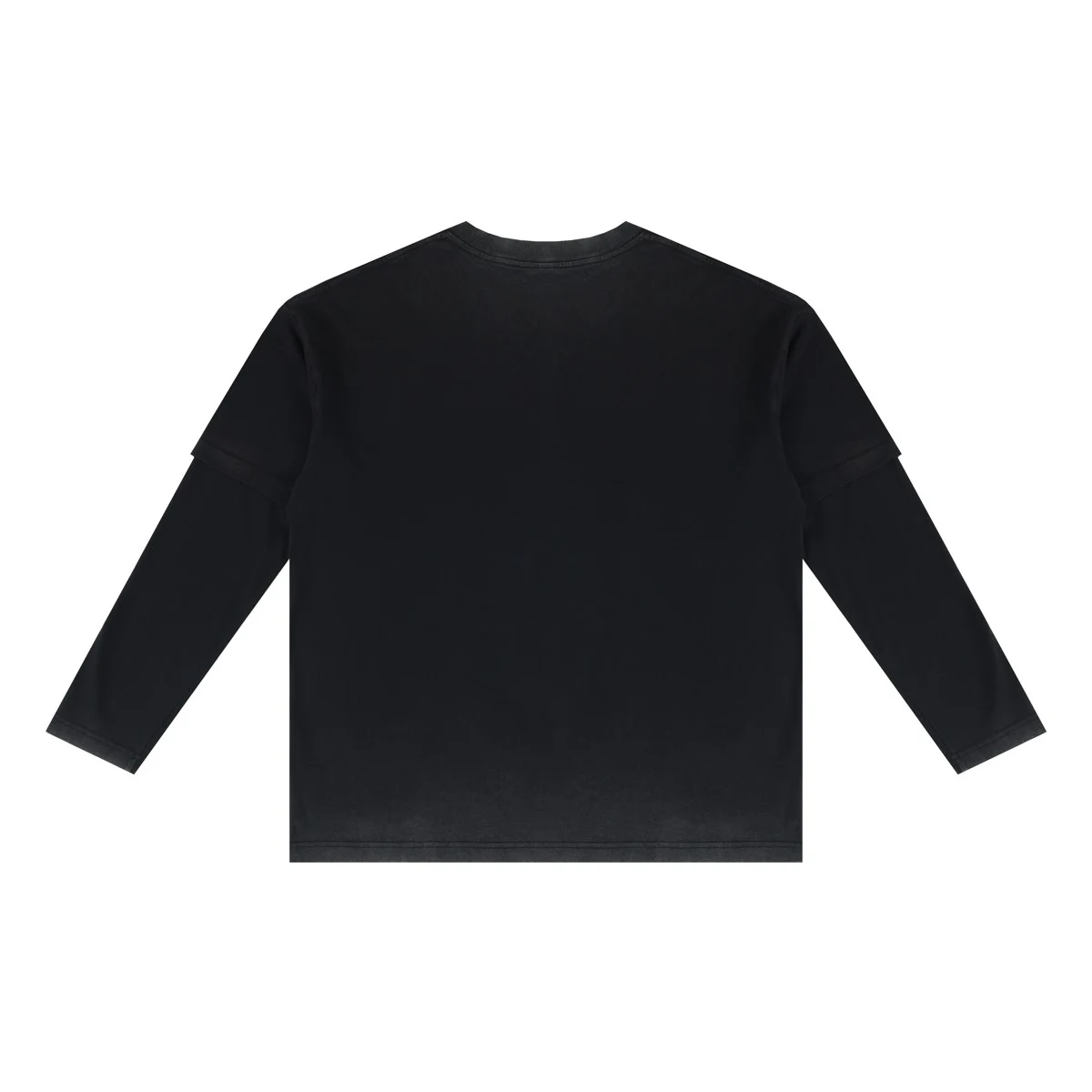 Washed layered sleeve tee · X-2647 · Black · Base garment photograph