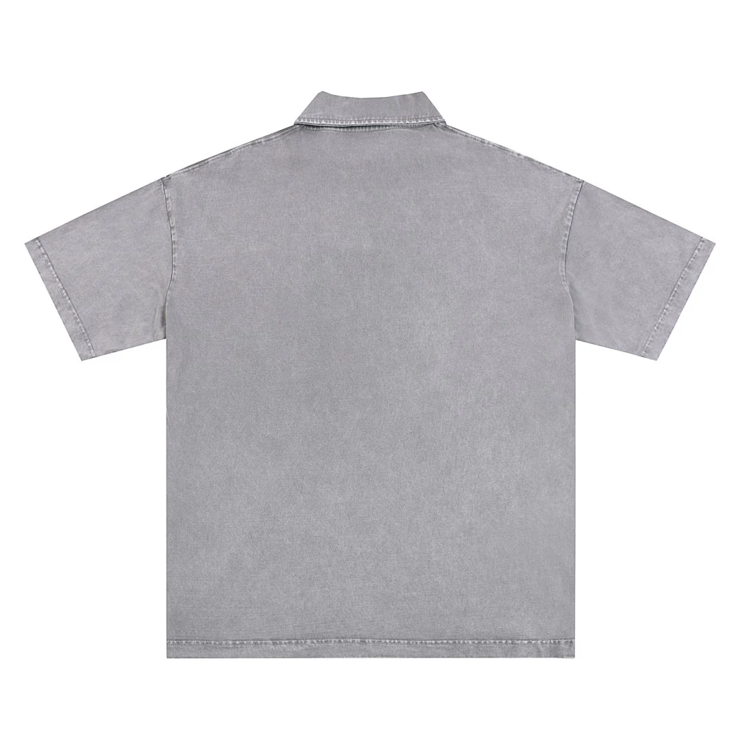 Snow-wash relaxed polo tee · X-30 · Light grey · Back · Base garment photograph