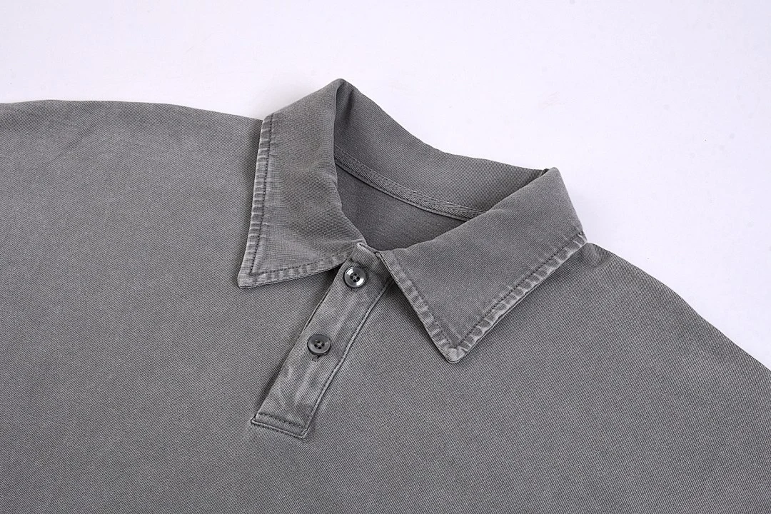 Snow-wash relaxed polo tee · X-30 · Light grey · Base garment photograph