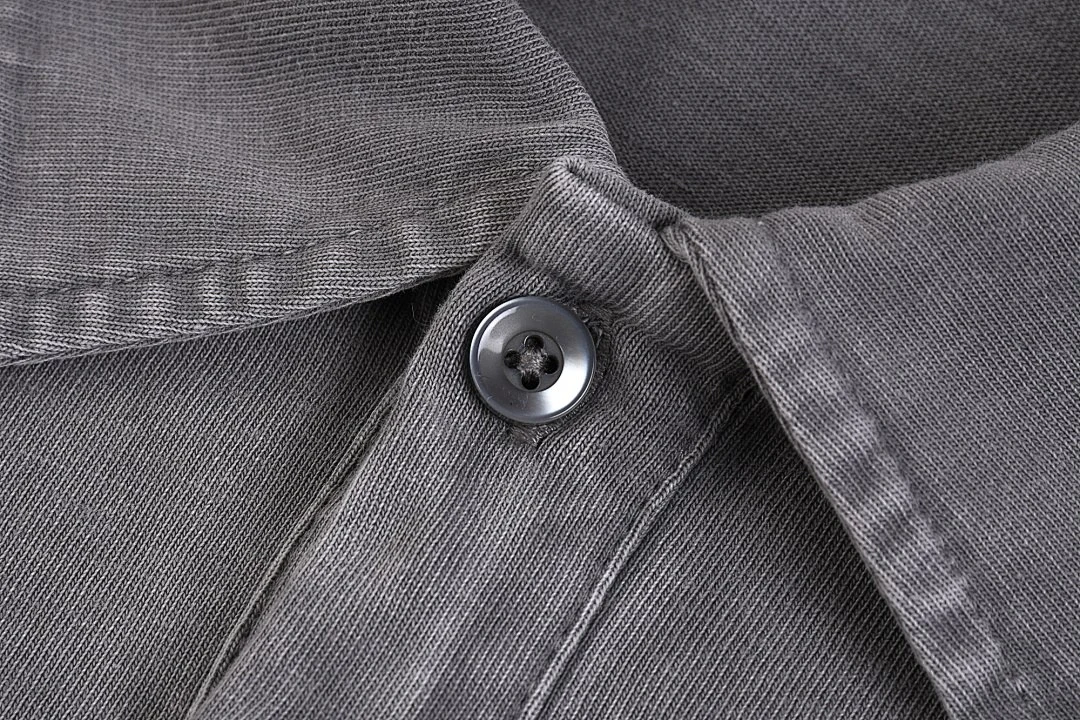 Snow-wash relaxed polo tee · X-30 · Light grey · Base garment photograph