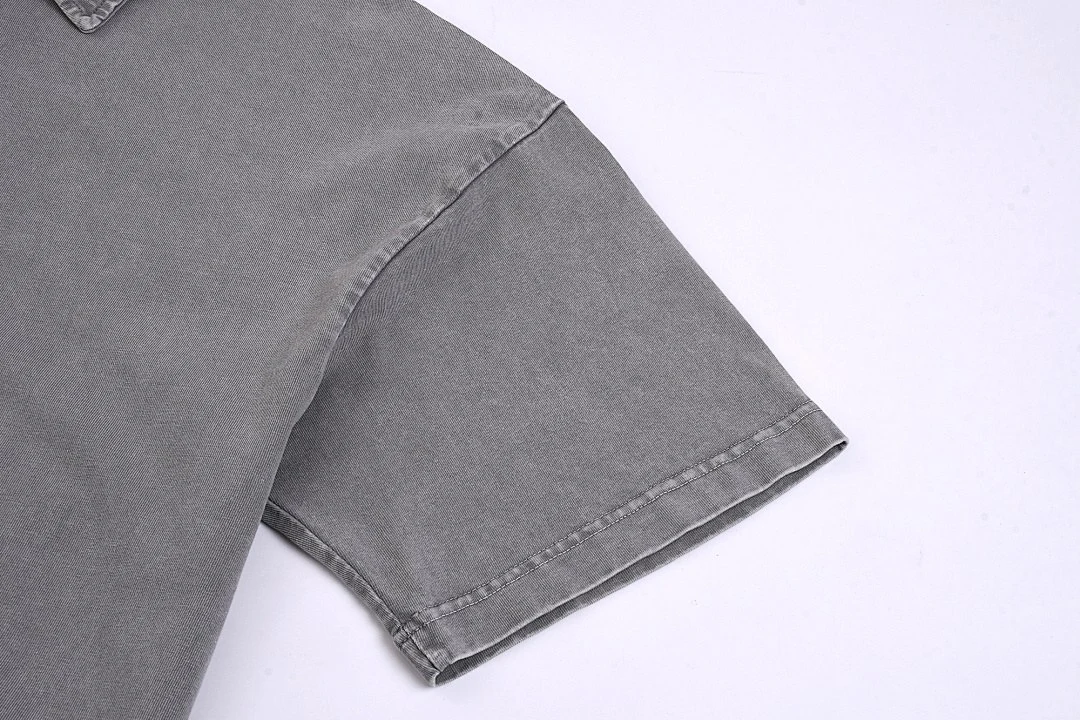 Snow-wash relaxed polo tee · X-30 · Light grey · Base garment photograph