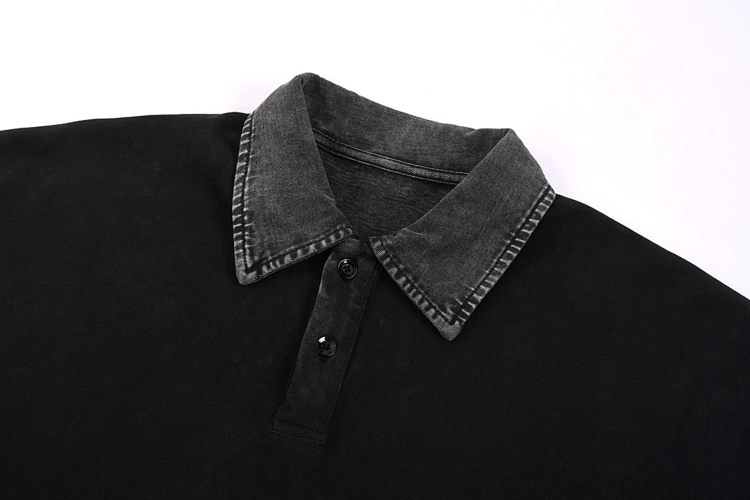 Washed relaxed polo tee · X-32 · Black · Base garment photograph