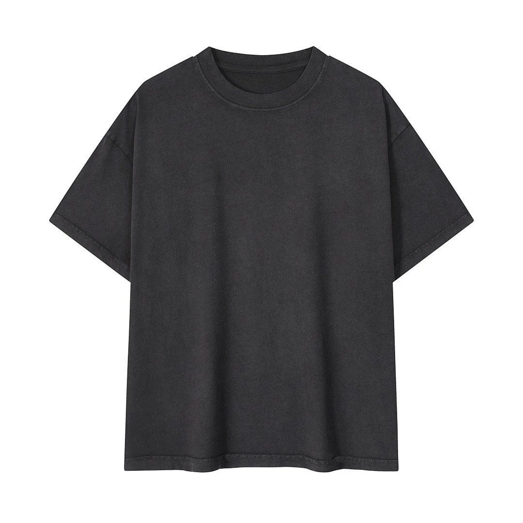 Washed relaxed crew-neck tee · X-42 · Black · Front · Base garment photograph