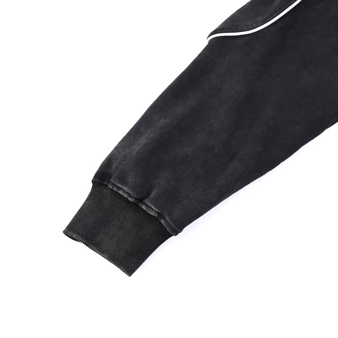 Washed contrast-piping sweatshirt · YW-15 · Black · Base garment photograph