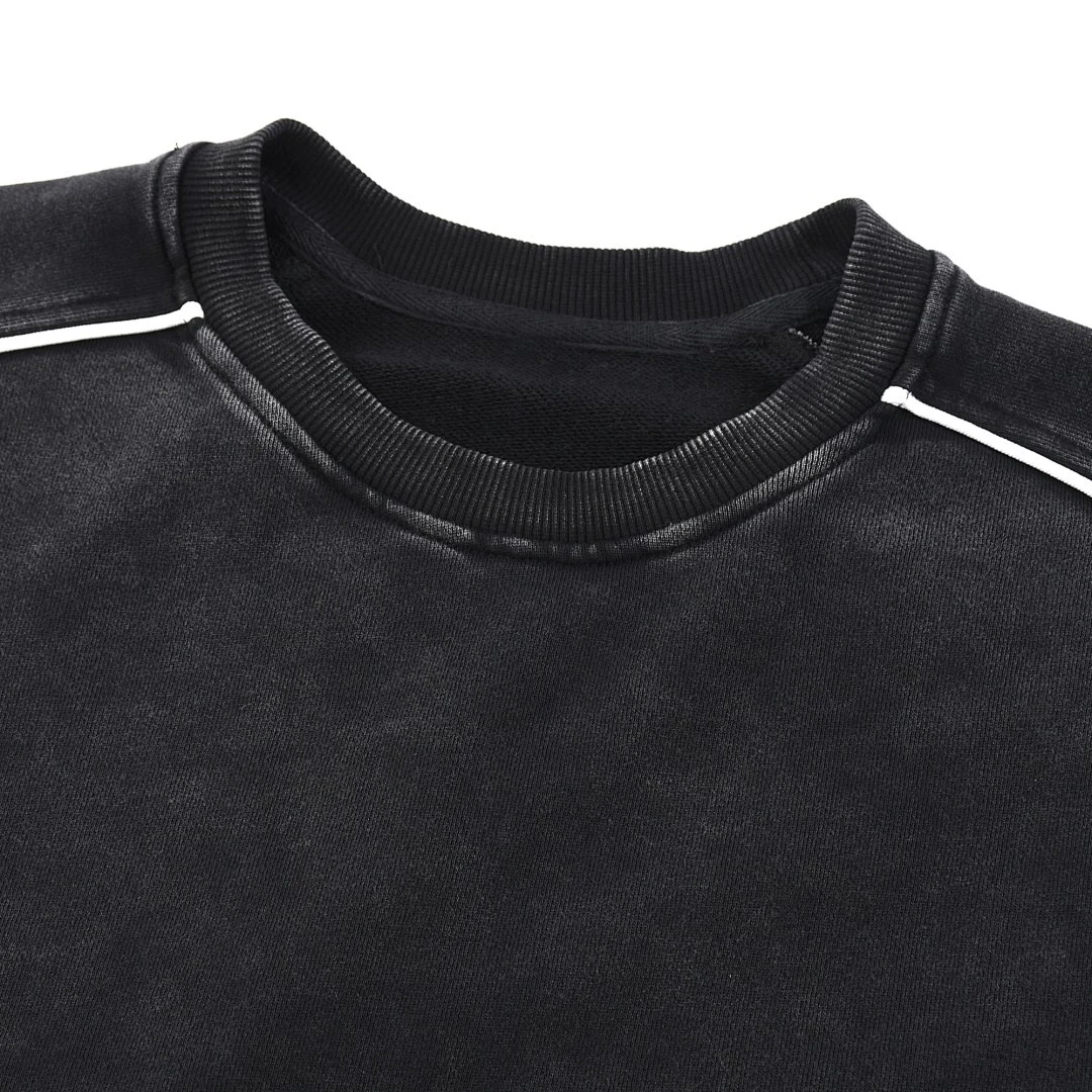 Washed contrast-piping sweatshirt · YW-15 · Black · Base garment photograph