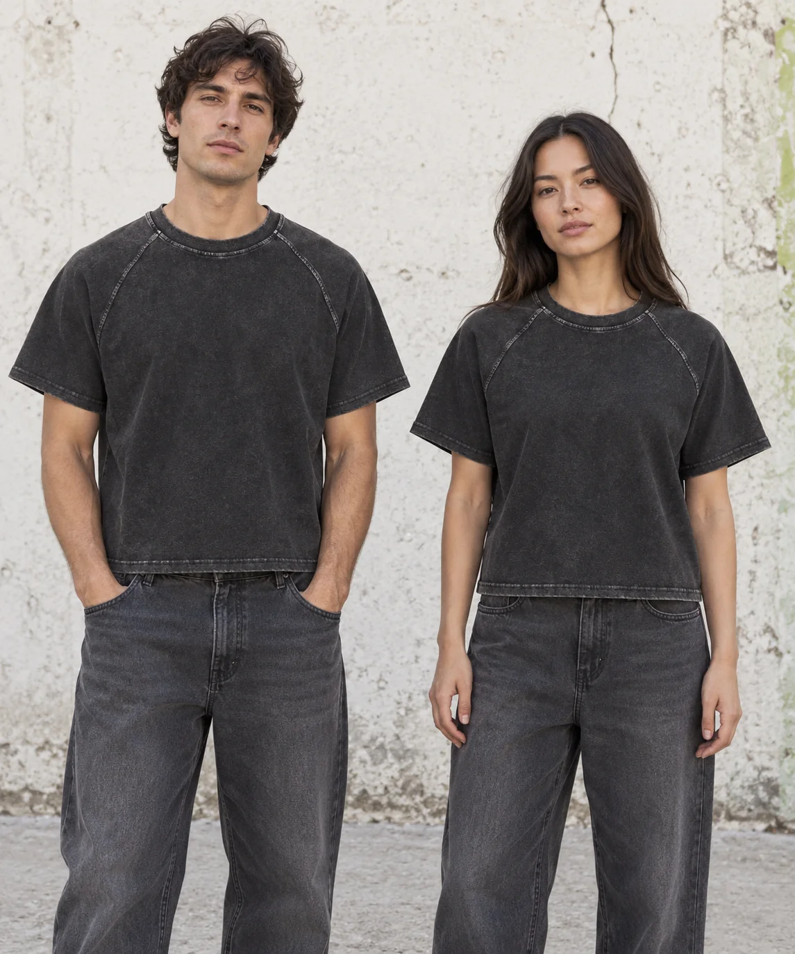 Cropped raglan crew-neck tee · Unisex styling