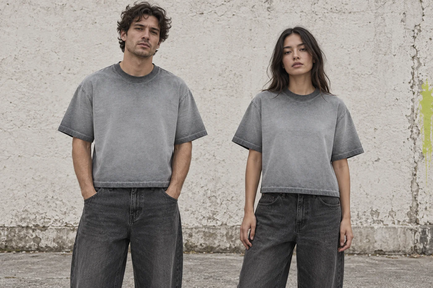Faded boxy crew-neck tee · Unisex styling