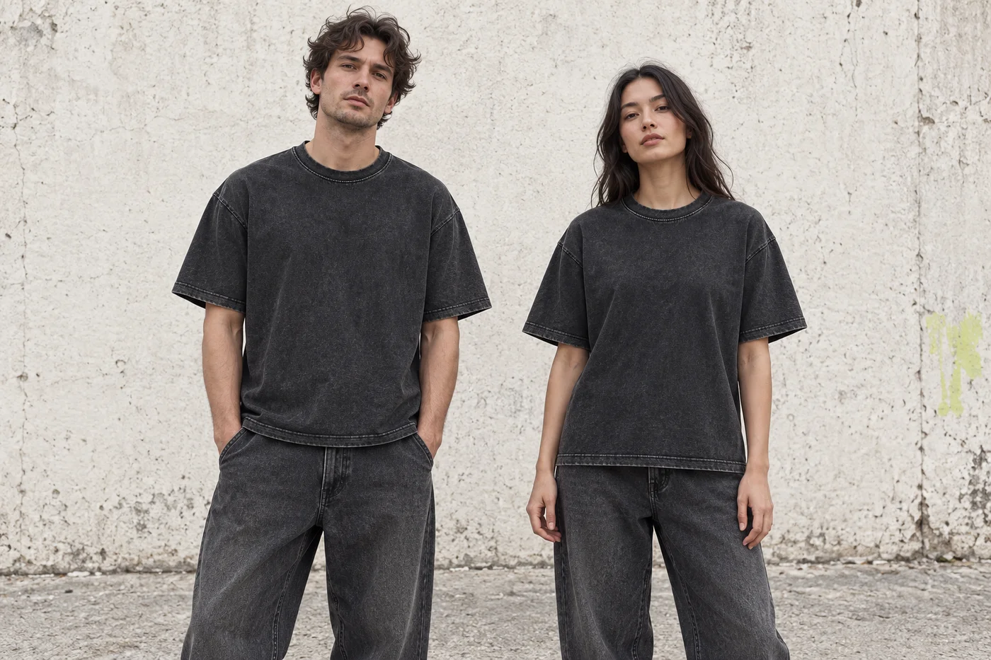 Washed relaxed crew-neck tee · Unisex styling