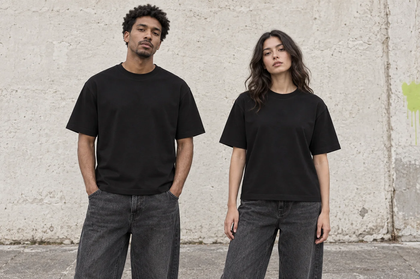 Boxy dropped-shoulder crew-neck tee · Unisex styling