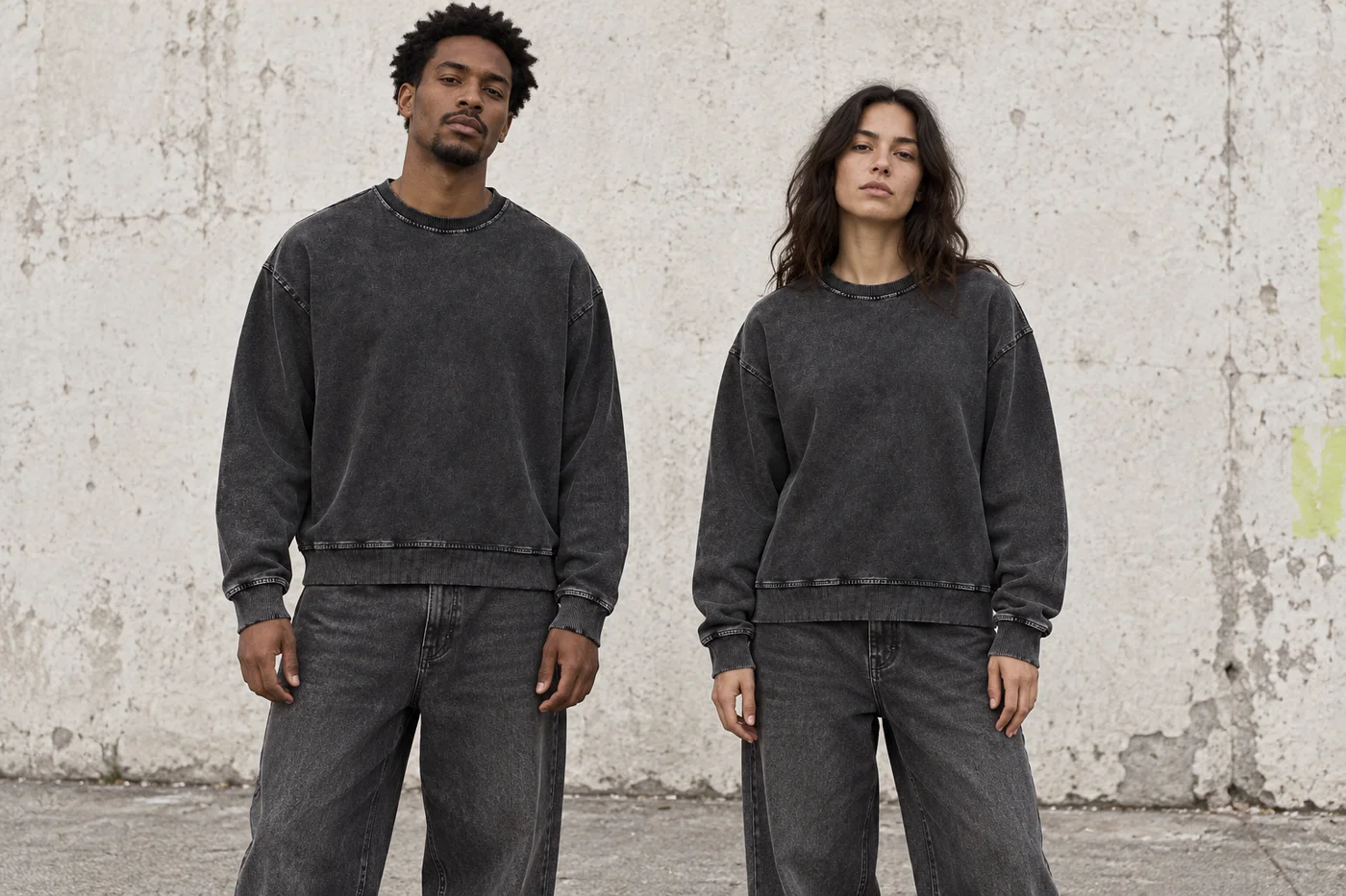 Washed crew-neck sweatshirt · Unisex styling