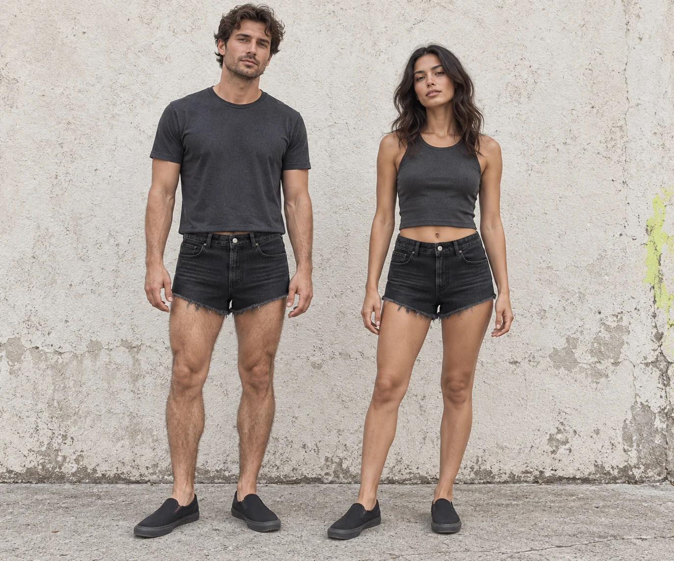 Raw-hem denim shorts · Unisex styling