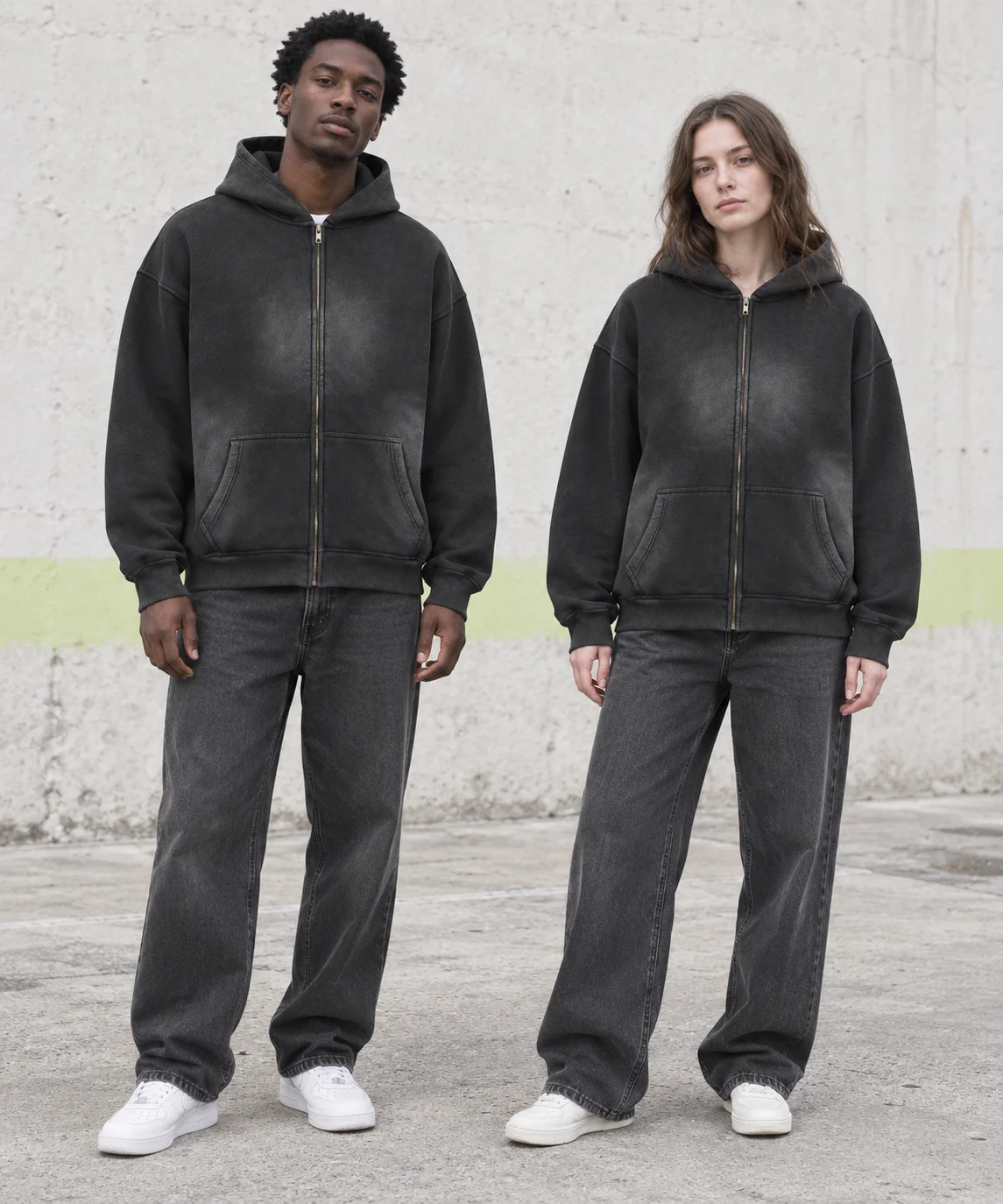 Faded zip hoodie · Unisex styling