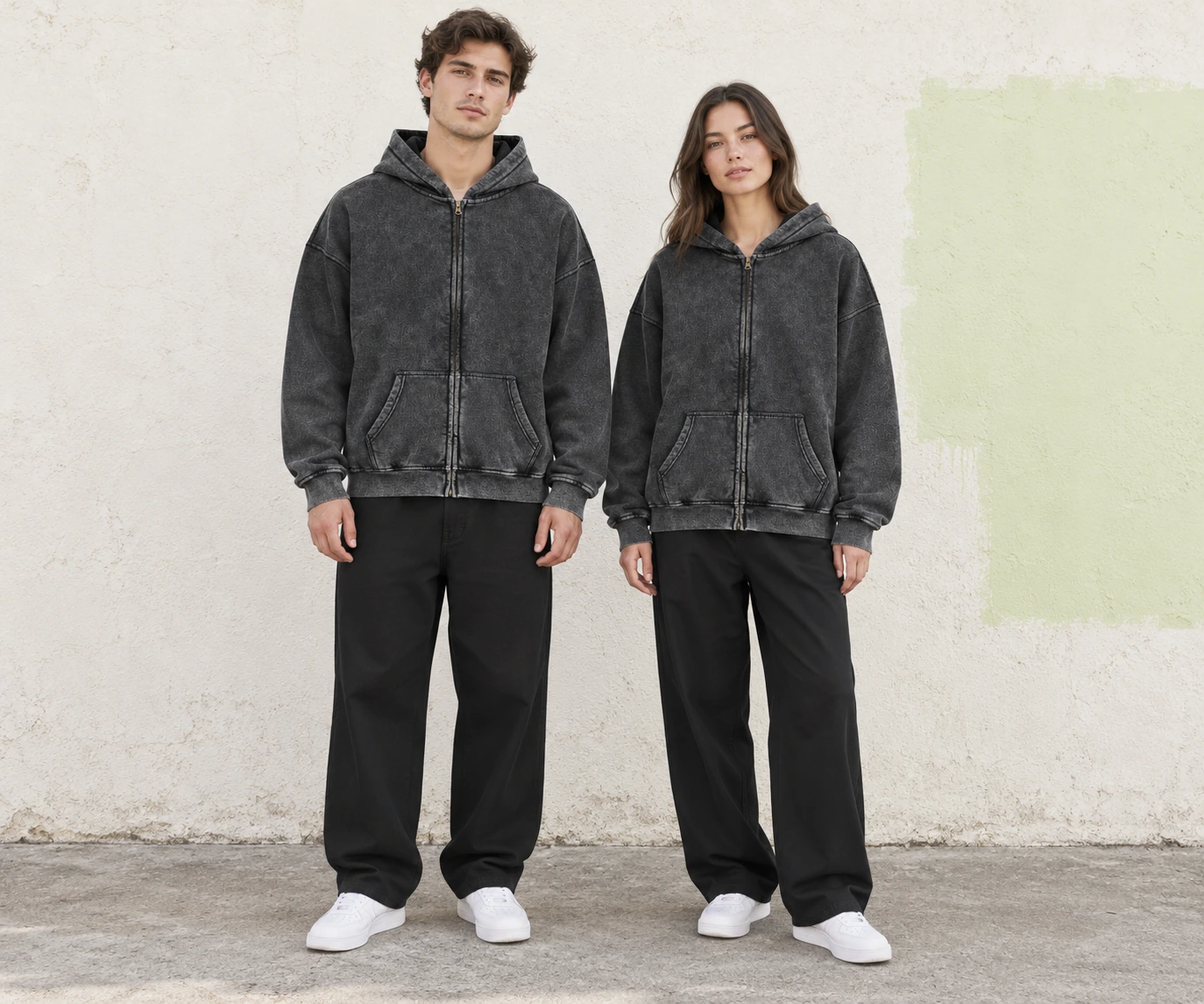 Washed relaxed zip hoodie · Unisex styling