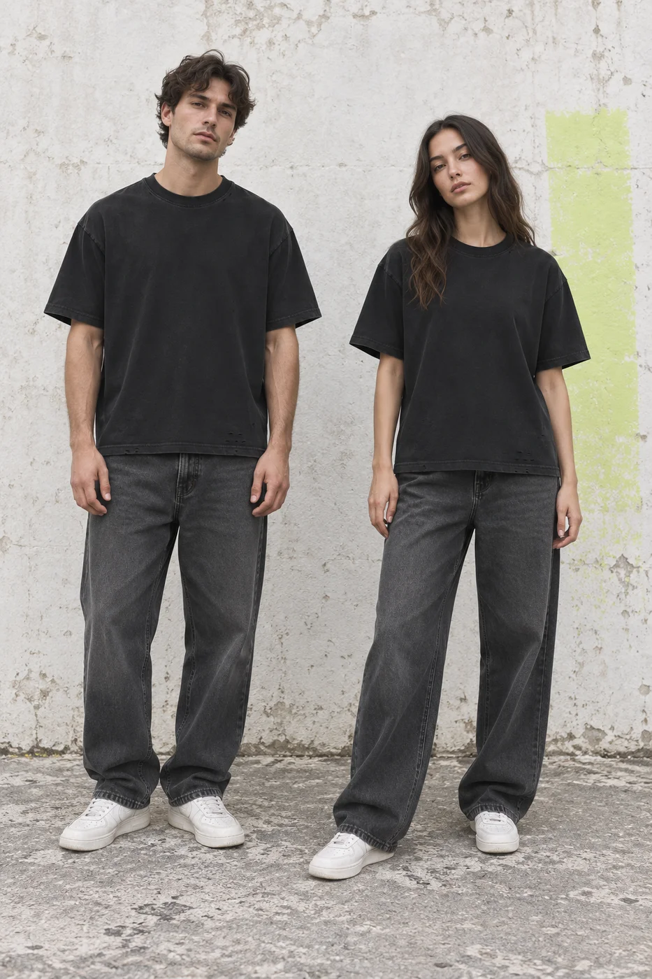 Relaxed distressed crew-neck tee · Unisex styling
