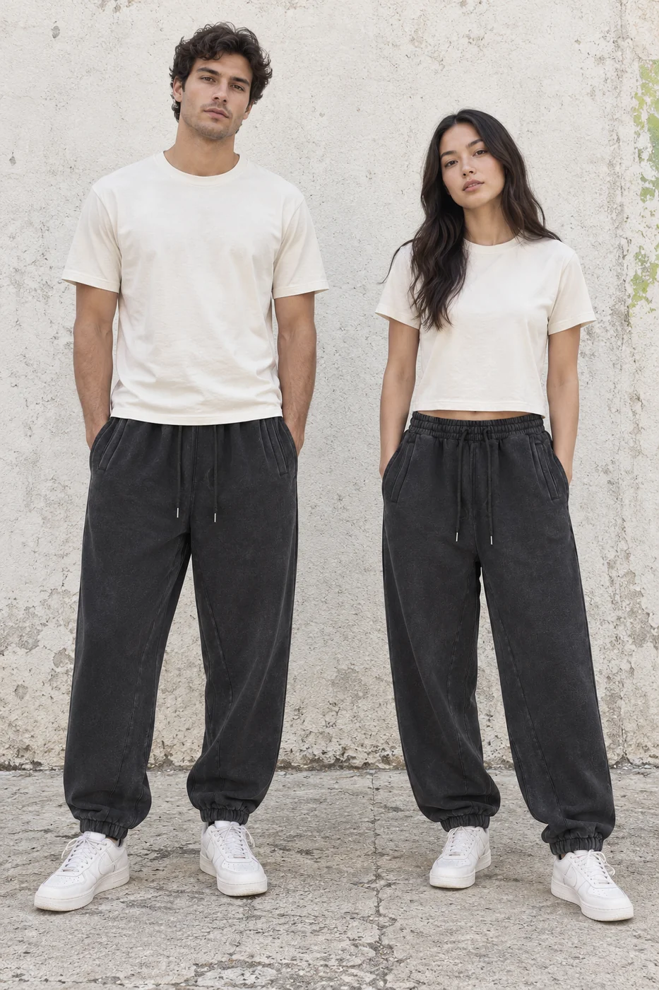 Fleece-lined drawstring joggers · Unisex styling