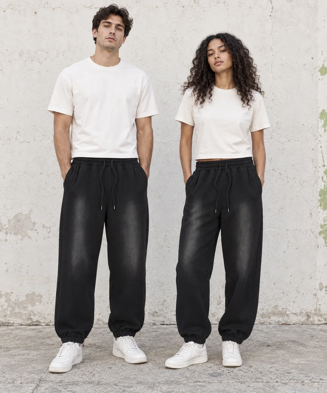 Fleece-lined washed joggers · Unisex styling