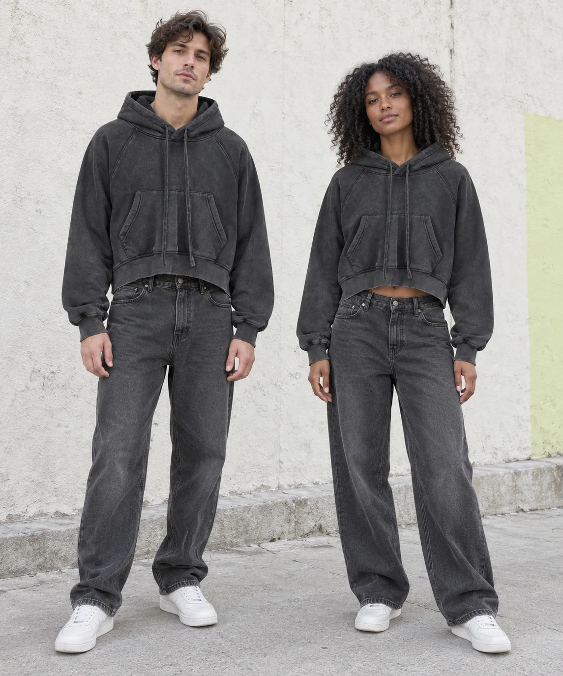 Cropped washed hoodie · Unisex styling
