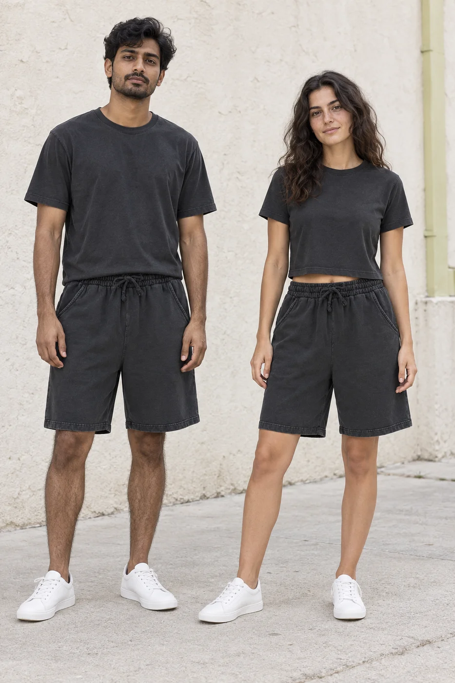 Washed relaxed drawstring shorts · Unisex styling