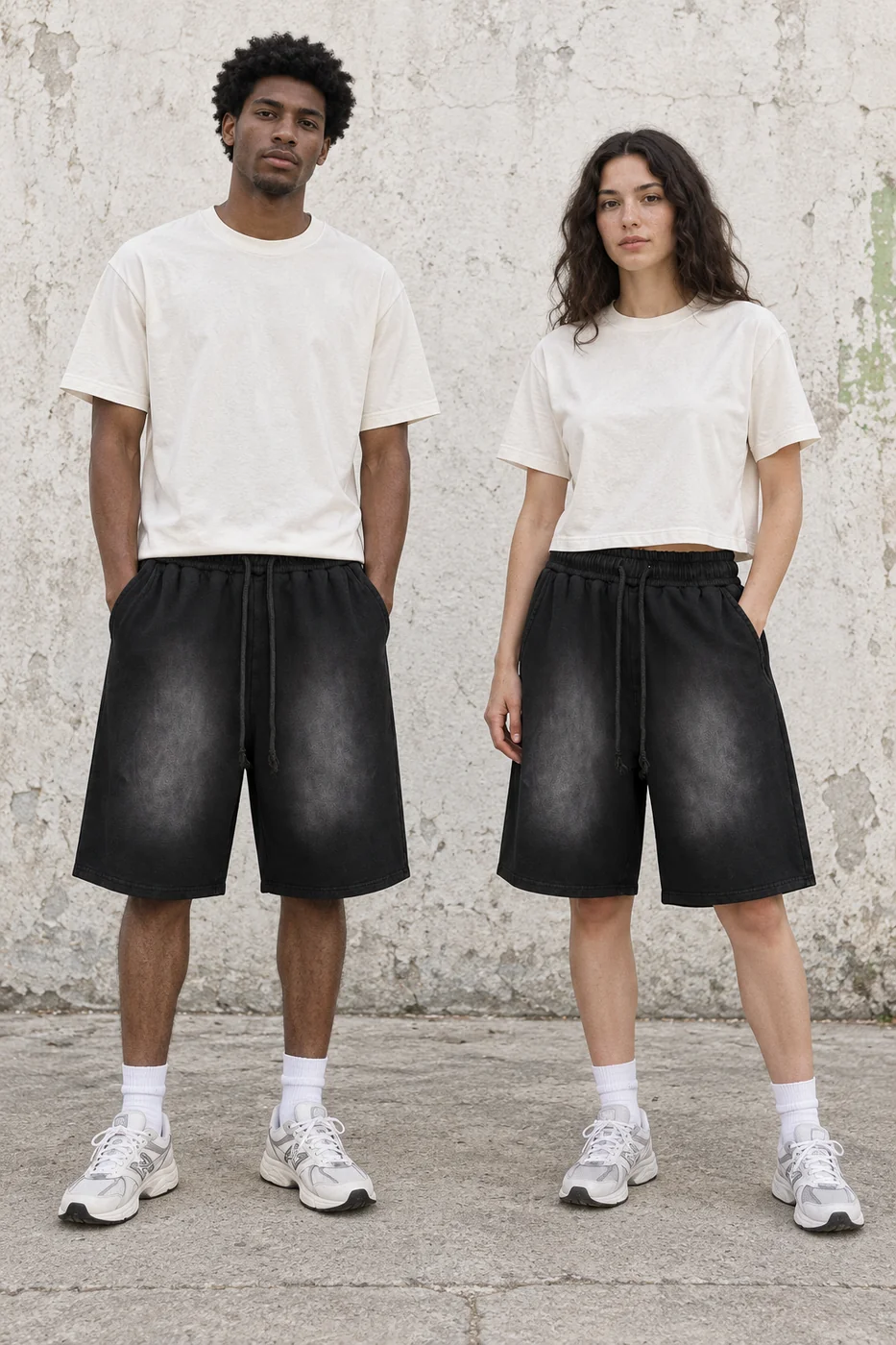 Gradient-wash drawstring shorts · Unisex styling
