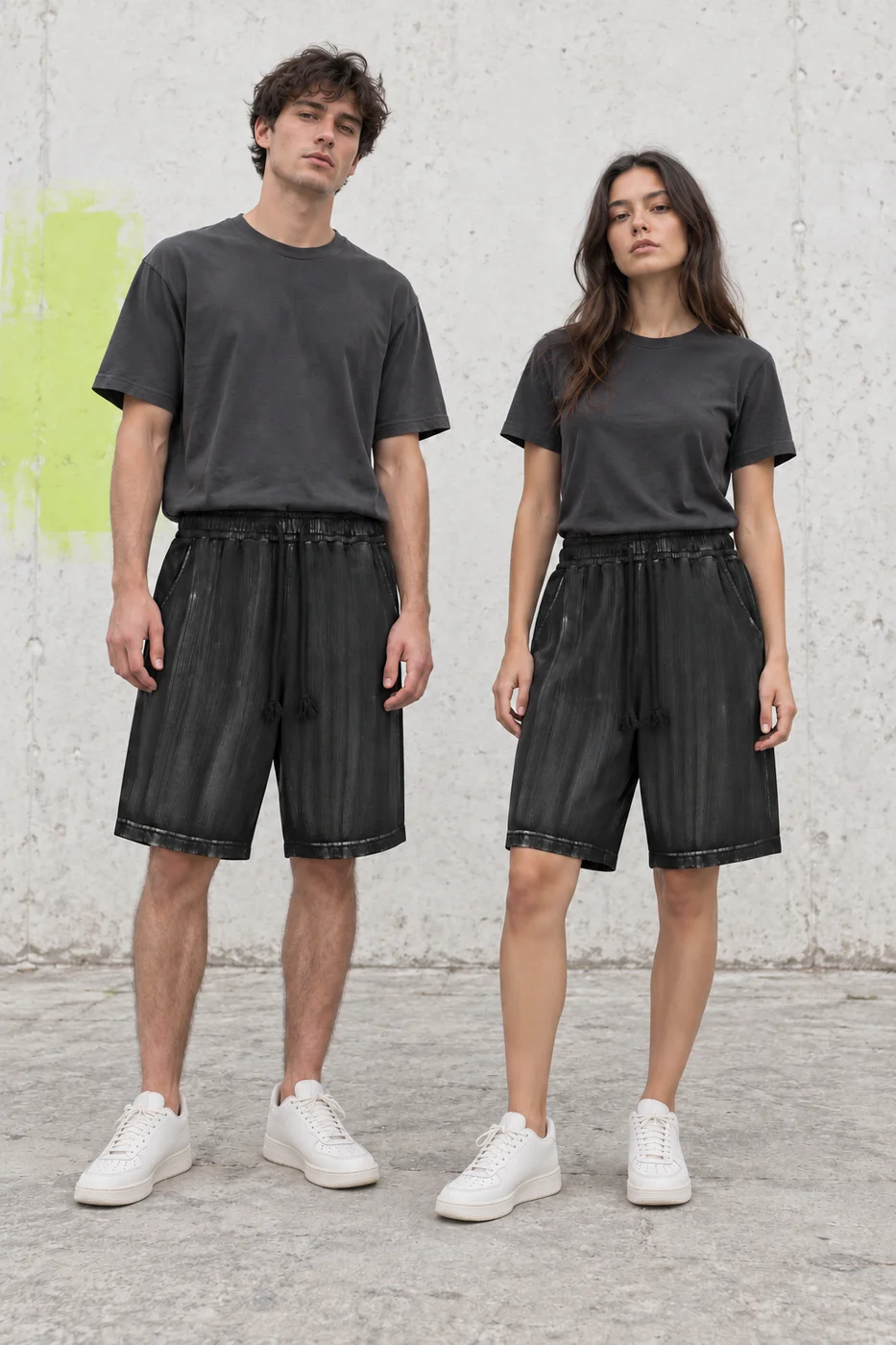 Faded relaxed drawstring shorts · Unisex styling