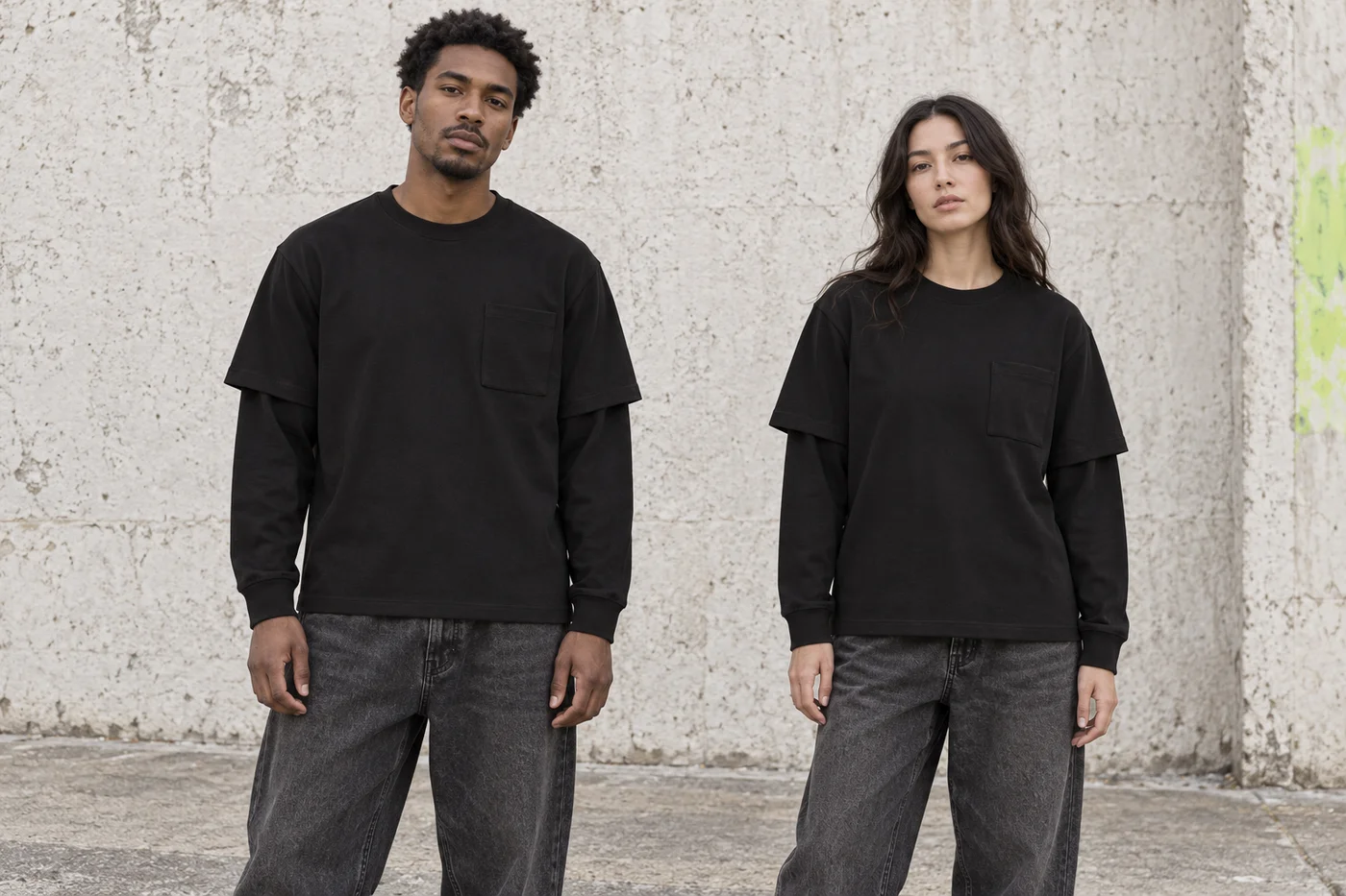 Layered long sleeve · Unisex styling