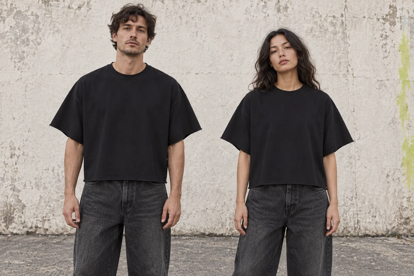 Raw-edge cropped boxy tee · Unisex styling