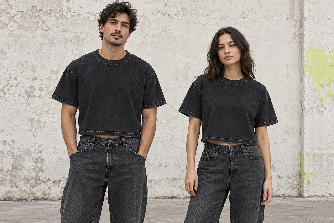 Cropped boxy crew-neck tee · Unisex styling