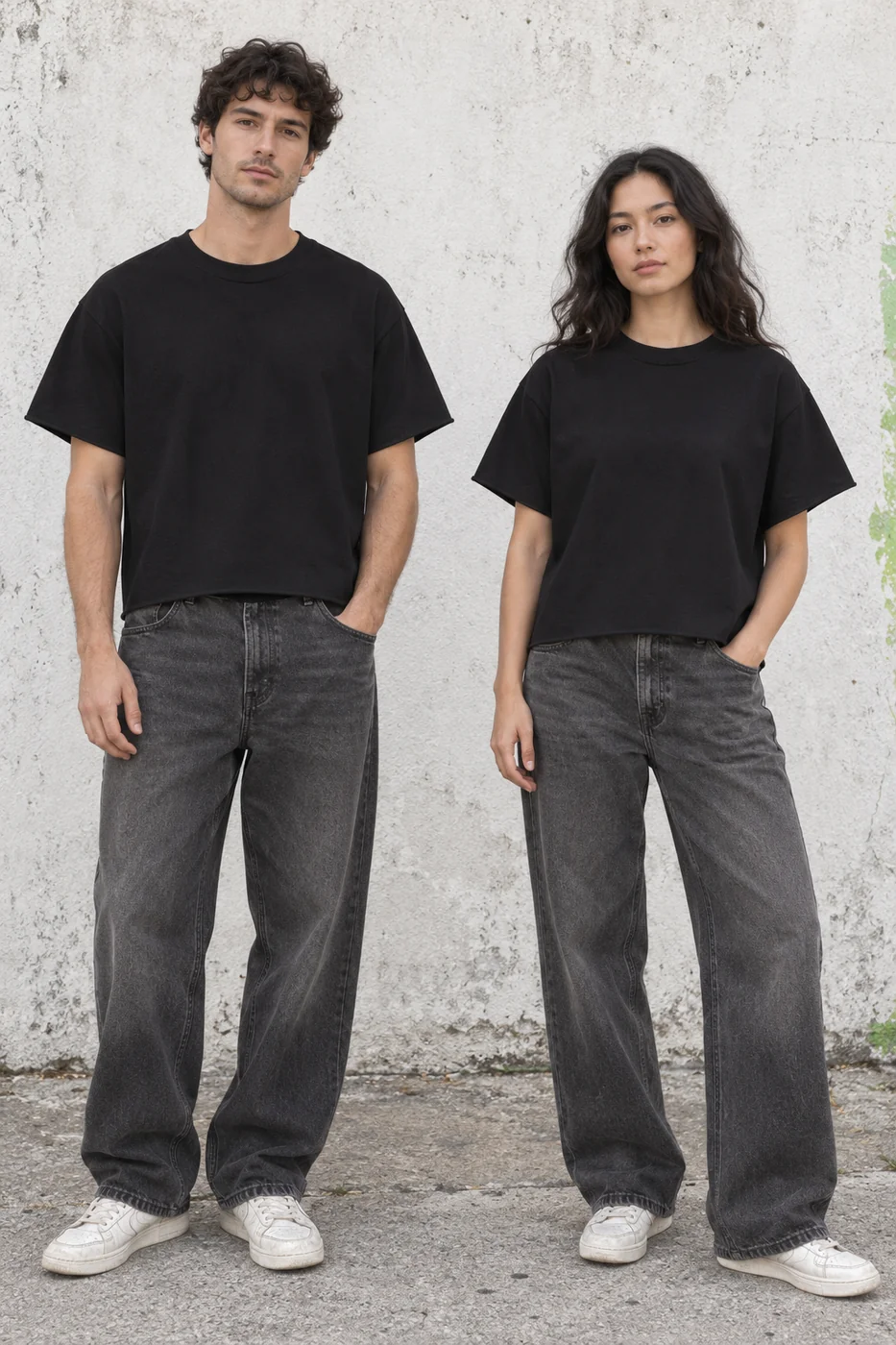 Snow-wash cropped boxy tee · Unisex styling