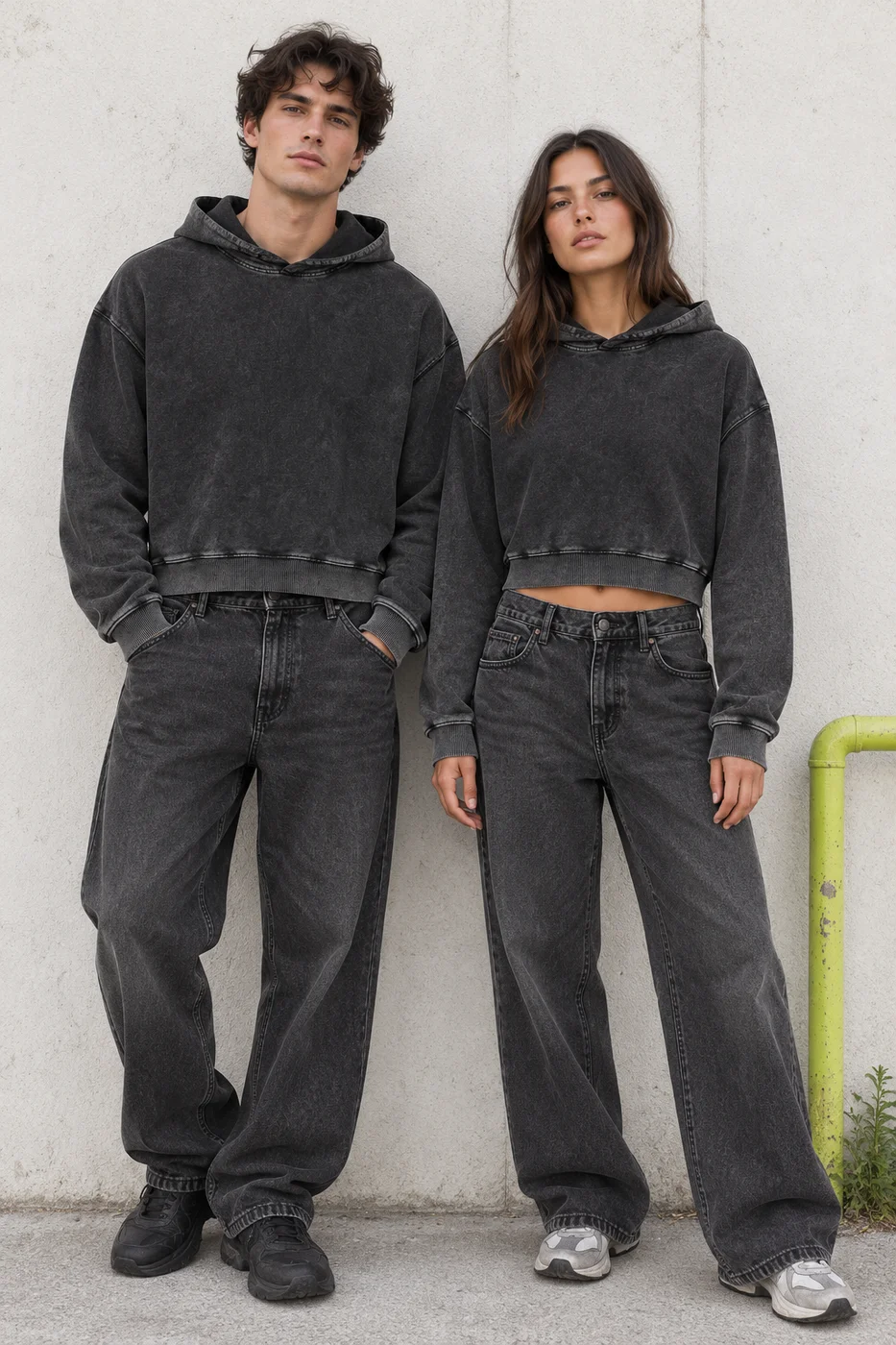 Cropped washed pullover hoodie · Unisex styling