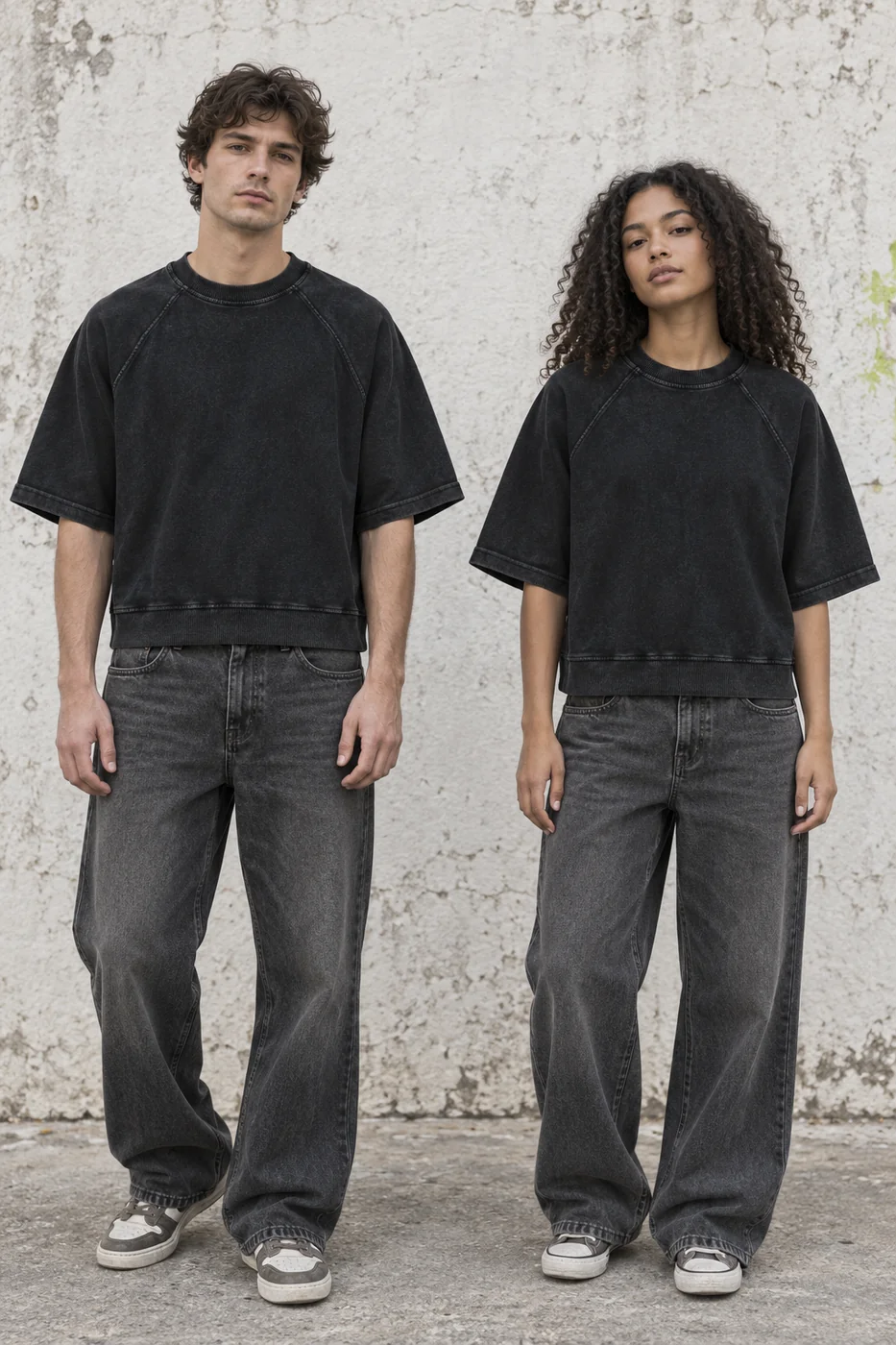 Washed cropped raglan tee · Unisex styling