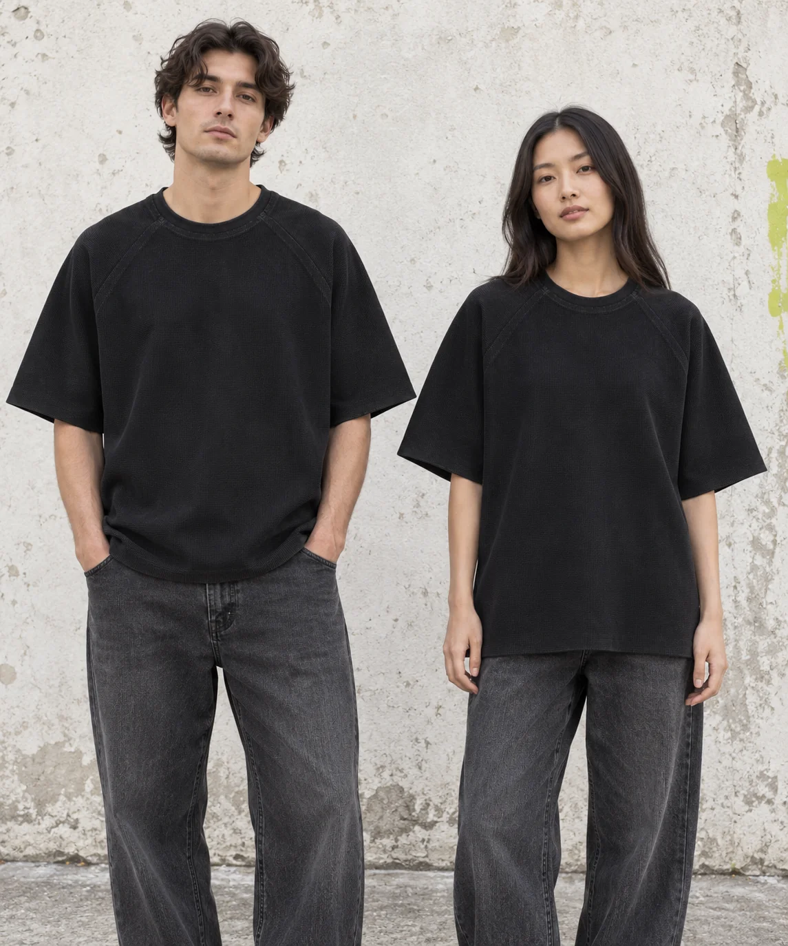 Washed waffle raglan tee · Unisex styling