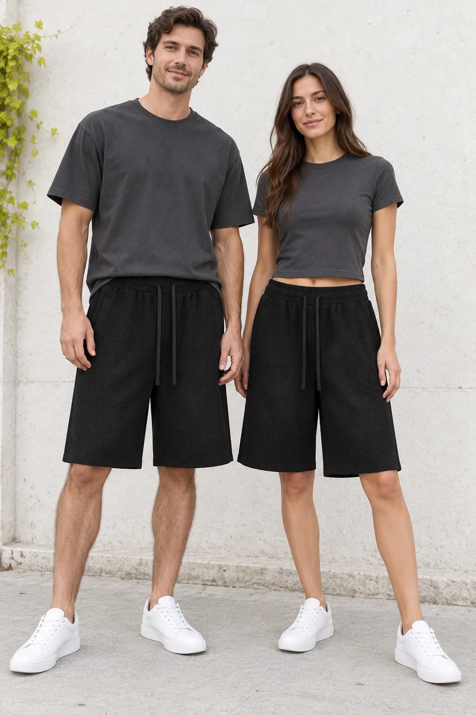 Faded waffle shorts · Unisex styling