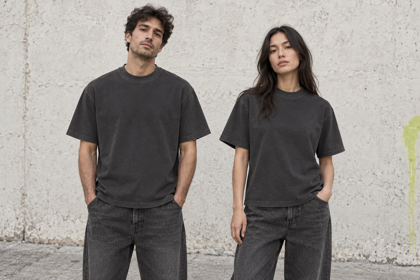 Relaxed washed crew-neck tee · Unisex styling