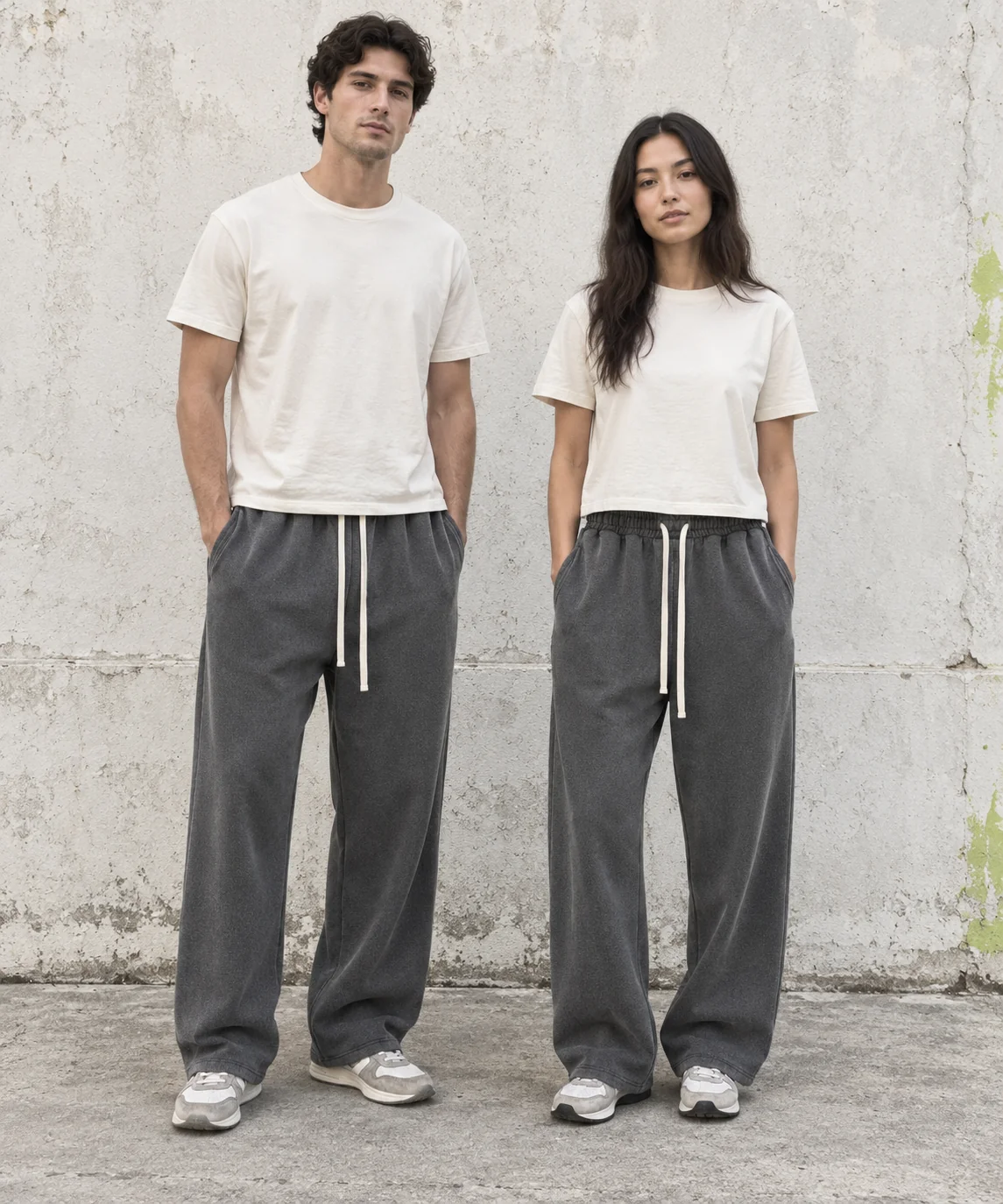 Washed relaxed straight-leg trousers · Unisex styling